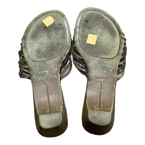 Etienne Aigner Brown Strappy Kitten Heel Slip On Sandals 7 - Picture 5 of 7